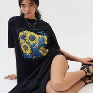 Urban Outfitters Black Maxi Dress with Sunflower Print